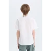 Defacto E1588 Beyaz Erkek Çocuk Oversize Geniş Kalıp Polo Yaka Paraşüt Kısa Kollu Gömlek