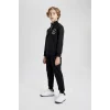 Defacto B6634 Siyah Erkek Çocuk Dik Yaka Baskılı Fermuarlı Sweatshirt