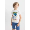 Defacto C5508 Beyaz Erkek Çocuk Sonic the Hedgehog Kısa Kollu Şortlu Pijama Takımı