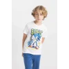 Defacto C5508 Beyaz Erkek Çocuk Sonic the Hedgehog Kısa Kollu Şortlu Pijama Takımı