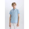 Defacto B5938 Mavi Erkek Çocuk Hakim Yaka Pike Kısa Kollu Polo Tişört