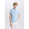 Defacto B5938 Mavi Erkek Çocuk Hakim Yaka Pike Kısa Kollu Polo Tişört