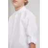 Defacto W3214 Beyaz Erkek Çocuk Dik Yaka Dokulu Basic Düz Uzun Kollu Gömlek