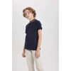 Defacto C1593 Lacivert Erkek Çocuk Dik Yaka Kısa Kollu Polo Tişört