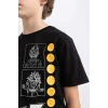 Defacto C0518 Siyah Erkek Çocuk Dragon Ball Bisiklet Yaka Kısa Kollu Tişört