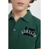 Defacto C1594 Yeşil Erkek Çocuk Waffle Kısa Kollu Polo Tişört