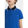 Defacto B6830 Mavi Erkek Çocuk Pike Kısa Kollu Polo Tişört