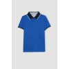 Defacto B6830 Mavi Erkek Çocuk Pike Kısa Kollu Polo Tişört
