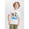 Defacto B7219 Beyaz Erkek Çocuk Marvel Avengers Bisiklet Yaka Kısa Kollu Tişört