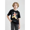 Defacto C0381 Siyah Erkek Çocuk Avatar the Last Airbender Bisiklet Yaka Kısa Kollu Tişört