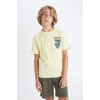 Defacto C4259 Sarı Erkek Çocuk Marvel Comics Bisiklet Yaka Kısa Kollu Tişört