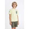 Defacto C4259 Sarı Erkek Çocuk Marvel Comics Bisiklet Yaka Kısa Kollu Tişört