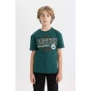 Defacto C0389 Yeşil Erkek Çocuk NBA Boston Celtics Bisiklet Yaka Kısa Kollu Tişört