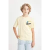 Defacto D1369 Sarı Erkek Çocuk Hot Wheels Bisiklet Yaka Kısa Kollu Tişört