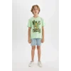 Defacto C3104 Yeşil Erkek Çocuk Teenage Mutant Ninja Turtles Bisiklet Yaka Kısa Kollu Tişört