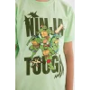 Defacto C3104 Yeşil Erkek Çocuk Teenage Mutant Ninja Turtles Bisiklet Yaka Kısa Kollu Tişört