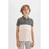Defacto C2603 Gri Erkek Çocuk Pike Kısa Kollu Polo Tişört