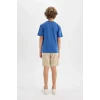 Defacto C2182 Mavi Erkek Çocuk 2li Takım Baskılı Kısa Kollu Tişört Şort