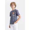 Defacto C3109 Gri Erkek Çocuk Avatar the Last Airbender Bisiklet Yaka Kısa Kollu Tişört