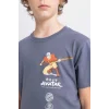 Defacto C3109 Gri Erkek Çocuk Avatar the Last Airbender Bisiklet Yaka Kısa Kollu Tişört