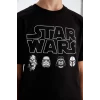 Defacto D2101 Siyah Erkek Çocuk Star Wars Bisiklet Yaka Kısa Kollu Tişört