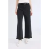 Defacto D5887 Siyah Culotte Yüksek Bel Rahat Kalıp Bilek Boy İspanyol Paça Kemerli Jean Yıkamalı Pantolon