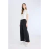 Defacto D5887 Siyah Culotte Yüksek Bel Rahat Kalıp Bilek Boy İspanyol Paça Kemerli Jean Yıkamalı Pantolon
