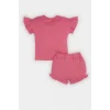 Defacto E9128 Pembe Kız Bebek Barbie 2li Takım Kısa Kollu Tişört Beli Lastikli Şort
