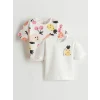 LCW baby Bej Meyve Baskılı Kız Bebek Tişört 2li