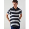 LCWAIKIKI Classic Lacivert Polo Yaka Kısa Kollu Çizgili Erkek Tişört