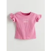 LCW baby Pembe Bisiklet Yaka Kız Bebek Şortlu Pijama Takımı