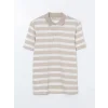 LCWAIKIKI Classic Bej Polo Yaka Kısa Kollu Çizgili Erkek Tişört
