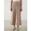 LCW Modest Bej Beli Lastikli Geniş Paça Kadın Pantolon