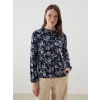 LCW Grace Lacivert Bağlamalı Yaka Çiçekli Bluz