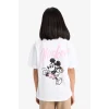 Defacto E2618 Beyaz Kız Çocuk Disney Mickey & Minnie Oversize Geniş Kalıp Bisiklet Yaka Sırt Baskılı Kısa Kollu Tişört