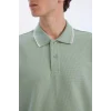 Defacto D7932 Haki Regular Fit Kısa Kollu Waffle Polo Tişört