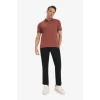 Defacto T5259 Kahve Slim Fit Dar Kesim Kısa Kollu Dokulu Basic Düz Polo Tişört