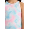 Defacto B4489 Pembe Kız Çocuk Batik Desenli Fitilli Kaşkorse Kolsuz Elbise