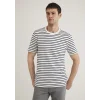 Mavi 0612235-87822 Lacivert Çizgili Beyaz Tişört