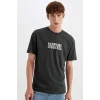 Defacto C5842 Antrasit Marvel Logo Only Regular Fit Bisiklet Yaka Kısa Kollu Tişört