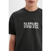 Defacto C5842 Antrasit Marvel Logo Only Regular Fit Bisiklet Yaka Kısa Kollu Tişört