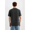 Defacto C5842 Antrasit Marvel Logo Only Regular Fit Bisiklet Yaka Kısa Kollu Tişört