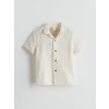 LCW Kids Bej Resort Yaka Pamuklu Erkek Çocuk Gömlek