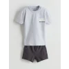 LCW baby Lila Baskılı Erkek Bebek Tişört ve Şort 2li