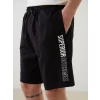 XSIDE Siyah Standart Kalıp Baskılı Erkek Şort