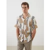 LCW Vision Bej Regular Fit Kısa Kollu Desenli Erkek Gömlek