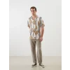 LCW Vision Bej Regular Fit Kısa Kollu Desenli Erkek Gömlek