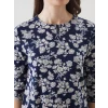 LCW Grace Lacivert Bisiklet Yaka Çiçekli Kadın Bluz