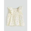 LCW baby Ekru Çiçekli Kız Bebek Bluz ve Tayt 2li