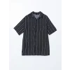 XSIDE Siyah Regular Fit Kısa Kollu Çizgili Viskon Erkek Gömlek